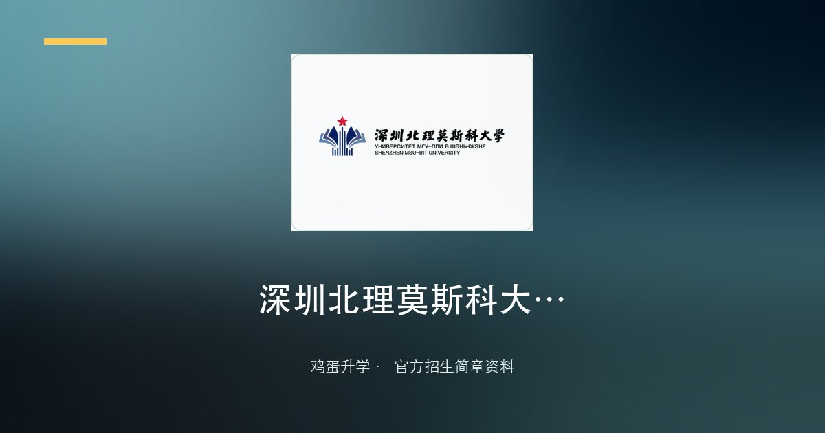 深圳北理莫斯科大学2026年广东省综合评价招生简章